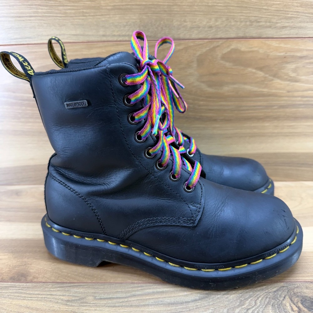 Dr Martens Combat Waterproof Boots Womens 5 EU 36 Black Leather